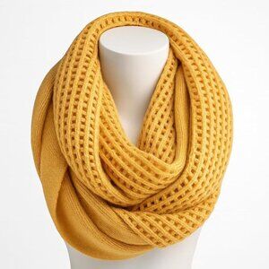 Mustard Open Grid Infinity Loop Infinity Scarf